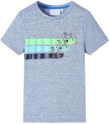 vidaXL Tricou pentru copii cu maneci scurte, albastru melanj, 116 GartenMobel Dekor (12171)