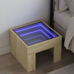 vidaXL Noptiera cu LED infinity, stejar sonoma, 40x40x30 cm GartenMobel Dekor (3284072)
