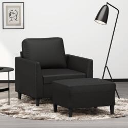 vidaXL Fotoliu canapea cu taburet, negru, 60 cm, piele ecologica GartenMobel Dekor (3201117) Canapea