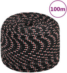 vidaXL Franghie de barca, negru, 10 mm, 100 m, polipropilena GartenMobel Dekor (152349)