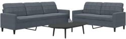 vidaXL Set de canapele cu perne, 2 piese, gri închis, catifea GartenMobel Dekor (3278472) Canapea