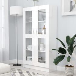 vidaXL Dulap cu vitrina, alb extralucios, 82, 5 x 30, 5 x 150 cm, PAL GartenMobel Dekor (802765) Biblioteca