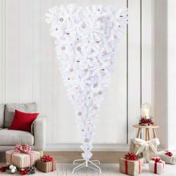vidaXL Brad de Craciun artificial cu 300 LED Alb 240 cm PVC si Otel GartenMobel Dekor (3426742)