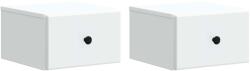 vidaXL Set 2 noptiere suspendate cu sertar, alb, 34, 5 x 33 x 20 cm, montaj pe perete (899106)