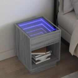vidaXL Noptiera cu LED infinity, gri sonoma, 40x40x50 cm GartenMobel Dekor (3284082)