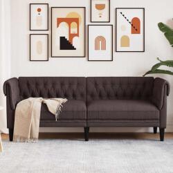 vidaXL Canapea Chesterfield cu 3 locuri, maro închis, material textil GartenMobel Dekor (372559) Canapea