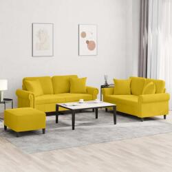vidaXL Set de canapele cu perne, 3 piese, galben, catifea GartenMobel Dekor (3202246) Canapea