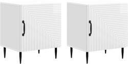 vidaXL Set 2 noptiere dormitor albe lucioase, 43x34, 5x50 cm, cu usa (894804)
