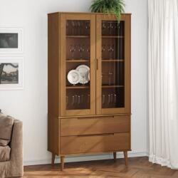 vidaXL Dulap cu vitrina, maro, 90x35x175 cm, lemn masiv de pin GartenMobel Dekor (4013413) Biblioteca