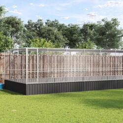 vidaXL Voliera de pasari cu extensie, argintiu, 1139x307x212 cm, otel GartenMobel Dekor (3214280)