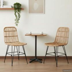 vidaXL Scaun de dining 2 pcs natural 41 x 55 x 85 cm Rattan si otel GartenMobel Dekor (42033206)