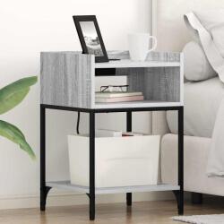 vidaXL Noptiera sonoma gri 40x40x61 cm din lemn compozit, cu 2 rafturi (859476)