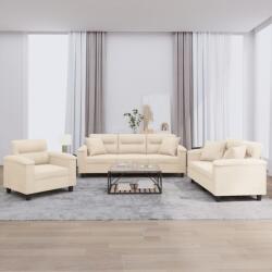 vidaXL Set de canapele cu perne, 3 piese, bej, microfibra GartenMobel Dekor (3202307) Canapea