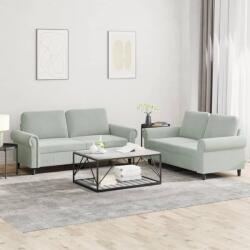 vidaXL Set de canapele cu perne, 2 piese, gri deschis, catifea GartenMobel Dekor (3202210) Canapea