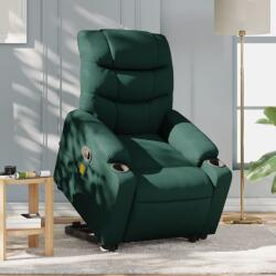 vidaXL Fotoliu rabatabil de masaj, cu ridicare, verde închis, textil GartenMobel Dekor (3206660)