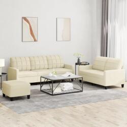 vidaXL Set de canapele cu perne, 3 piese, crem, piele ecologica GartenMobel Dekor (3201384) Canapea