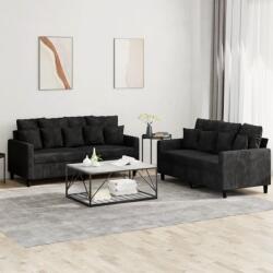 vidaXL Set de canapele cu perne, 2 piese, negru, catifea GartenMobel Dekor (3201705) Canapea