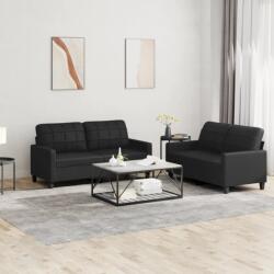 vidaXL Set de canapele cu perne, 2 piese, negru, piele ecologica GartenMobel Dekor (3201358) Canapea