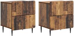 vidaXL Set 2 noptiere cu 4 sertare, finisaj maro lemn vechi, 43x34, 5x49, 5 cm (894312)