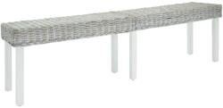 vidaXL Banca alb 160x35x45 cm, ratan kubu natural si lemn masiv mahon GartenMobel Dekor (344877)