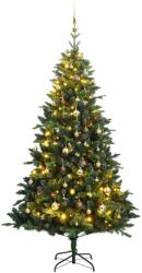 vidaXL Brad Craciun artificial articulat cu 150 LED-uri/globuri 150 cm GartenMobel Dekor (3210274)