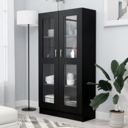 vidaXL Dulap cu vitrina, negru, 82, 5 x 30, 5 x 150 cm, PAL GartenMobel Dekor (802760) Biblioteca