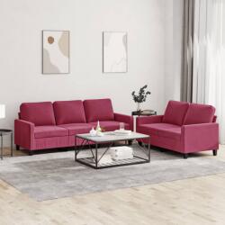 vidaXL Set canapele cu perne, 2 piese, rosu vin, catifea GartenMobel Dekor (3201520) Canapea