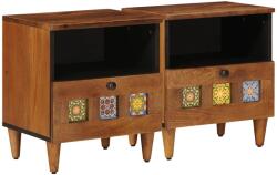 vidaXL Set 2 noptiere maro din lemn masiv de mango, 40 x 33 x 46 cm (4018231)