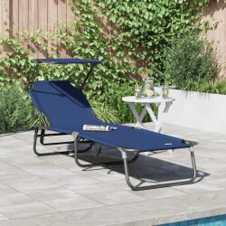 vidaXL Sezlong Pliabil cu Copertina Albastru din Material Oxford 600D GartenMobel Dekor (42003128)