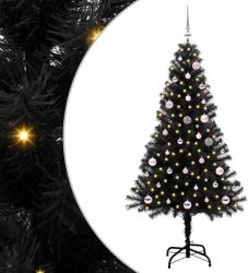 vidaXL Brad de Craciun cu 150 LED cu suport Negru 150 cm PVC GartenMobel Dekor (3396467)