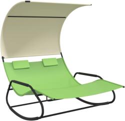 vidaXL Sezlong balansoar plaja dublu/baldachin, verde/crem, textilena GartenMobel Dekor (317590)