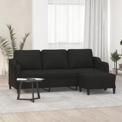 vidaXL Canapea cu 3 locuri cu taburet, negru, 180 cm, material textil GartenMobel Dekor (3201139) Canapea