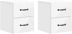 vidaXL Set 2 noptiere suspendate cu 2 sertare, alb lucios, 34, 5x33x40 cm (898644)
