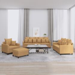 vidaXL Set de canapele cu perne, 4 piese, maro, catifea GartenMobel Dekor (3201697) Canapea