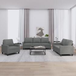 vidaXL Set de canapele cu perne, 3 piese, gri închis, textil GartenMobel Dekor (3201429) Canapea