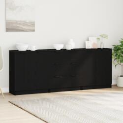 vidaXL Bufet 3 pcs Stejar Negru 180 x 30 x 70 cm Lemn compozit GartenMobel Dekor (3332514) Comoda