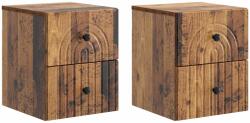 vidaXL Set 2 noptiere suspendate cu 4 sertare, lemn vechi, 33x34, 5x40 cm (898142)