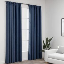vidaXL Perdele opace aspect panza carlige, 2 buc, albastru, 140x225 cm GartenMobel Dekor (321181)