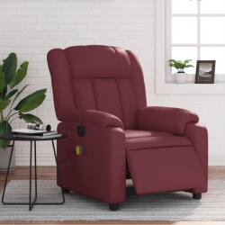 vidaXL Fotoliu de masaj electric rabatabil, rosu vin, piele ecologica GartenMobel Dekor (3205261)