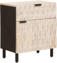 vidaXL Noptiera alba din lemn masiv de mango, 50 x 33 x 60 cm, cu sertar (4017872)