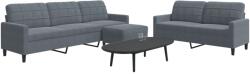 vidaXL Set de canapele cu perne, 3 piese, gri închis, catifea GartenMobel Dekor (3278482) Canapea