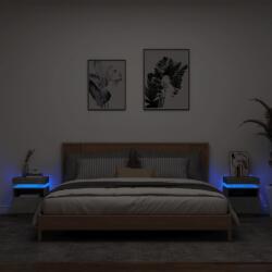 vidaXL Noptiere cu lumini LED, 2 buc. , gri beton, 40x39x48, 5 cm GartenMobel Dekor (836791)