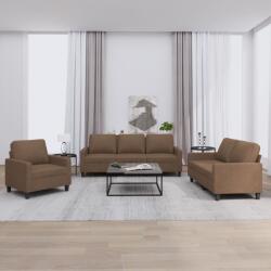 vidaXL Set de canapele cu perne, 3 piese, maro, textil GartenMobel Dekor (3201431) Canapea