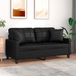vidaXL Canapea cu 2 locuri cu pernute, negru, 140 cm, piele ecologica GartenMobel Dekor (3200803) Canapea