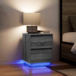 vidaXL Noptiere cu lumini LED 2 buc Gri Sonoma 38x34x50 cm GartenMobel Dekor (861294)