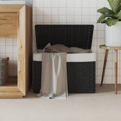 vidaXL Cos de rufe cu capac, negru, 55, 5x35x34 cm, poliratan GartenMobel Dekor (372052)