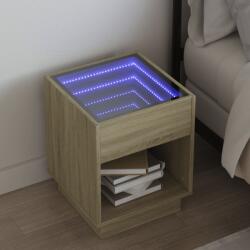 vidaXL Noptiera cu LED infinity, stejar sonoma, 40x40x50 cm GartenMobel Dekor (3284079)