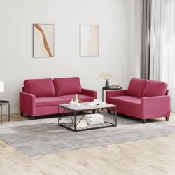 vidaXL Set canapele cu perne, 2 piese, rosu vin, catifea GartenMobel Dekor (3201500) Canapea