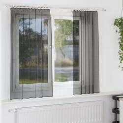 vidaXL Perdele Voile cu buzunare pentru bare 2 buc Negru GartenMobel Dekor (4102167)