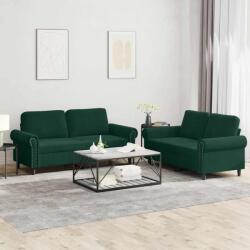 vidaXL Set de canapele cu perne, 2 piese, verde închis, catifea GartenMobel Dekor (3202212) Canapea